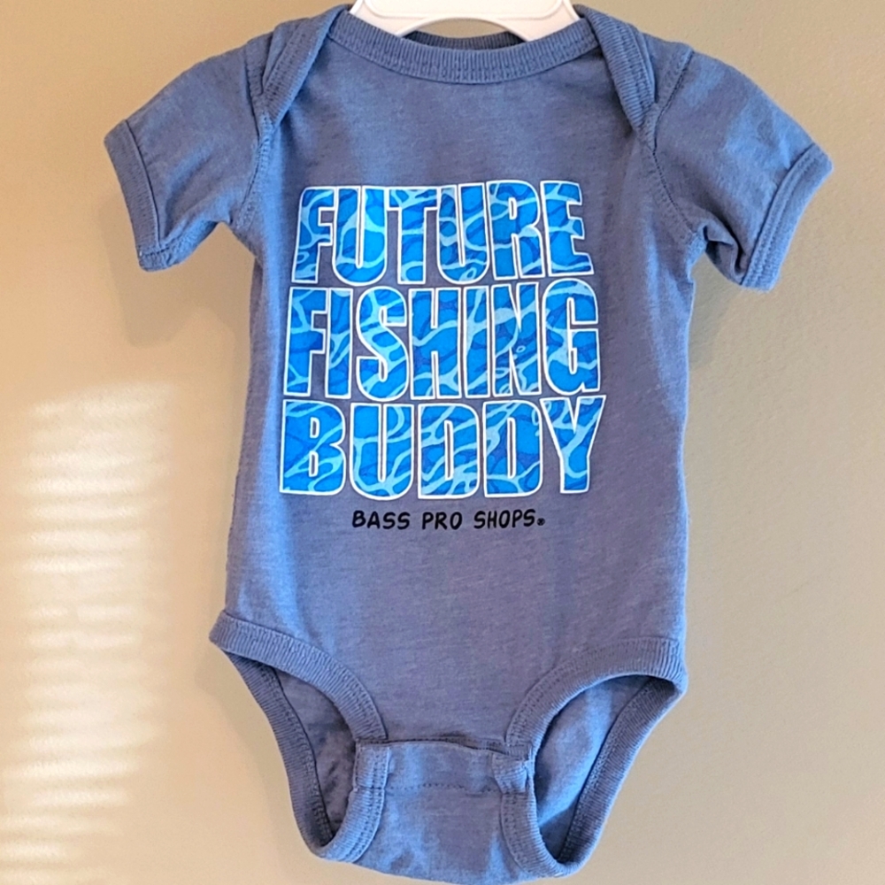 Bass Pro Shops "Future Fishing Buddy" blue onesie/bodysuit